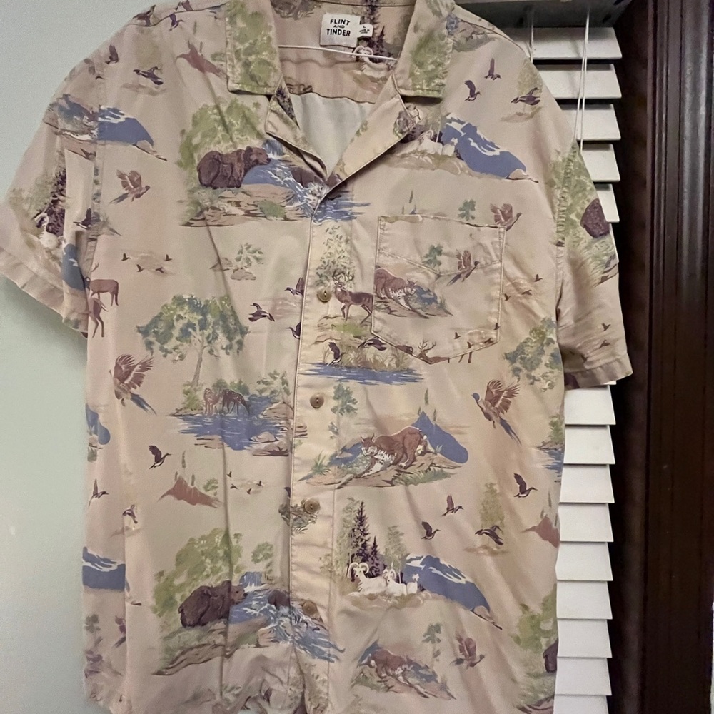 Flint and Tinder Animal Print Casual Button Down Shirt